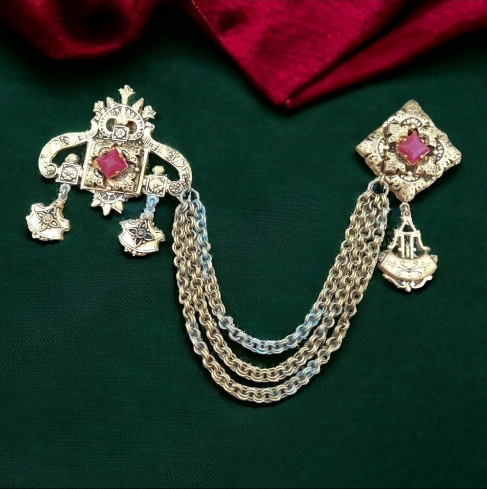 Antique Victorian Ruby Chatelaine - image 1